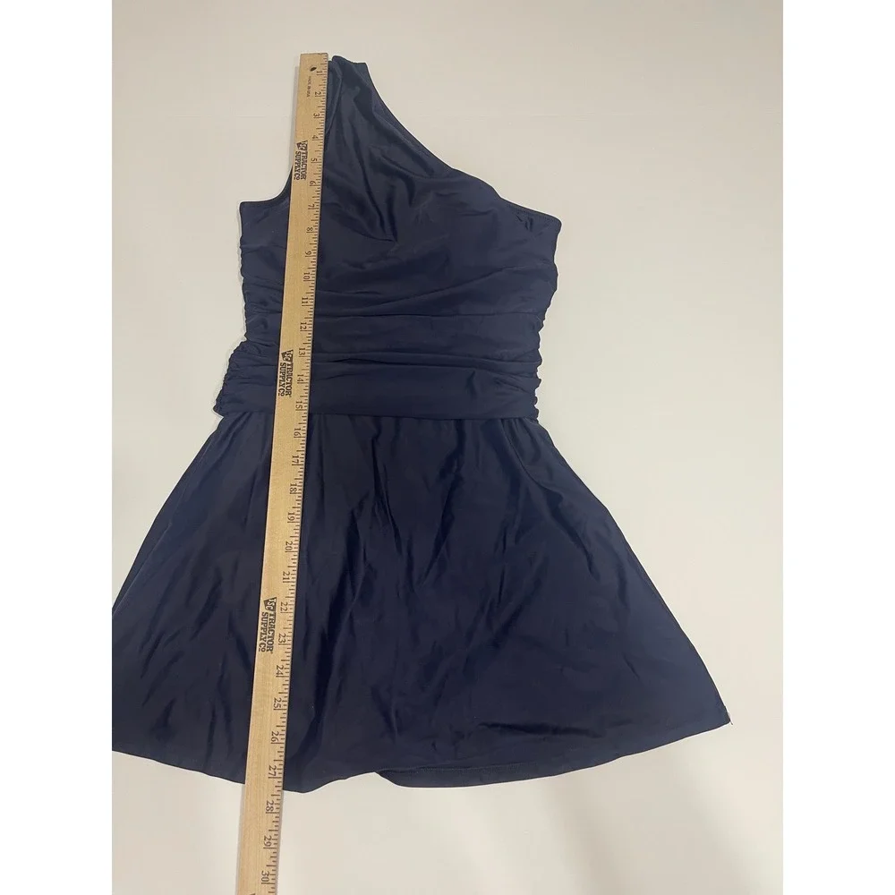 J.Crew Ruched One Shoulder Swim Dress Size 4 Navy Swimsuit NWT BP248